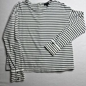 Who What Wear Women's Black White Striped Long Sleeve Blouse‎ Size Small